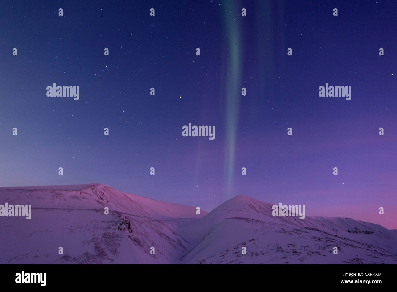 Nordlicht, Aurora Borealis, Polarnacht, Spitzbergen, Svalbard, Norwegen, Europa Stockfoto