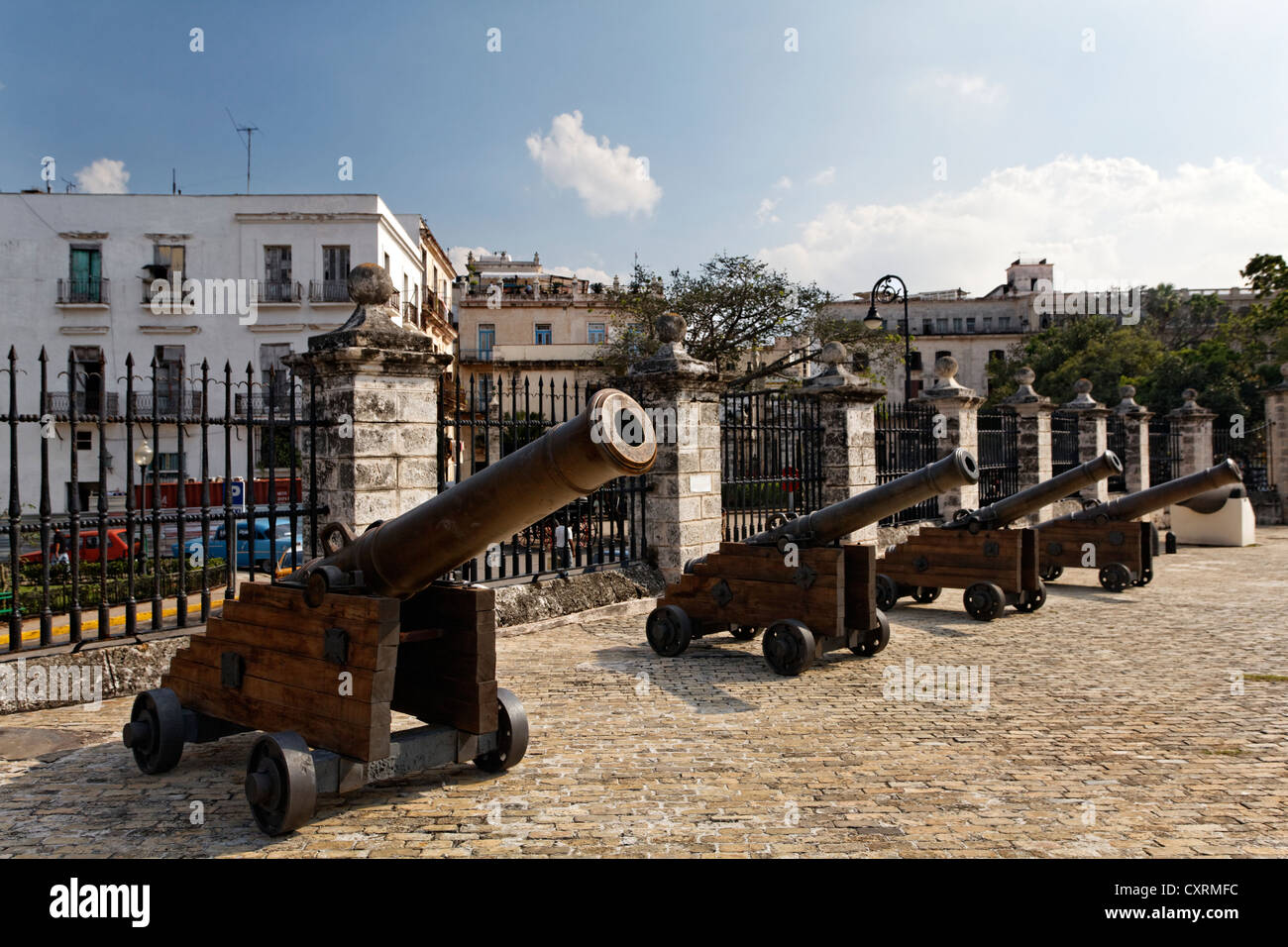 Kanone, Castillo De La Real Fuerza, spanische Festung, O'Reilly Straße, Villa San Cristobal De La Habana, Altstadt, La Habana Stockfoto