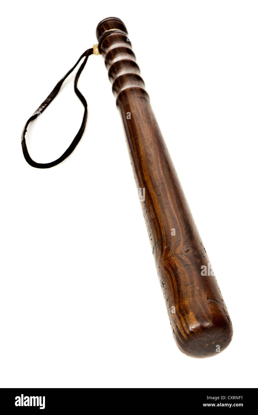 Vintage britische Holz Polizei Schlagstock Stockfoto