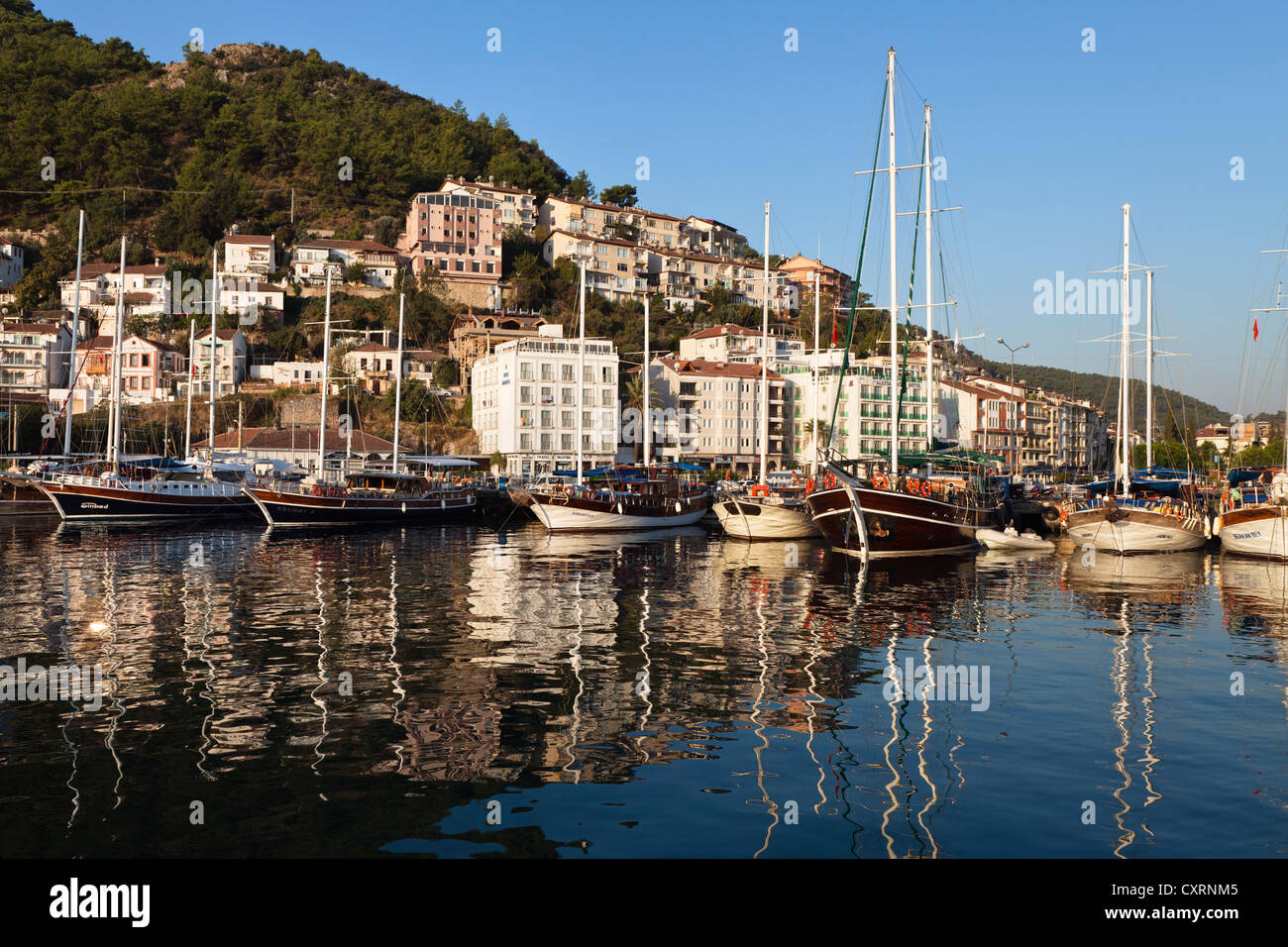 Yachthafen Fethiye, Lykische Küste, Lykien, Mittelmeer, Türkei Stockfoto