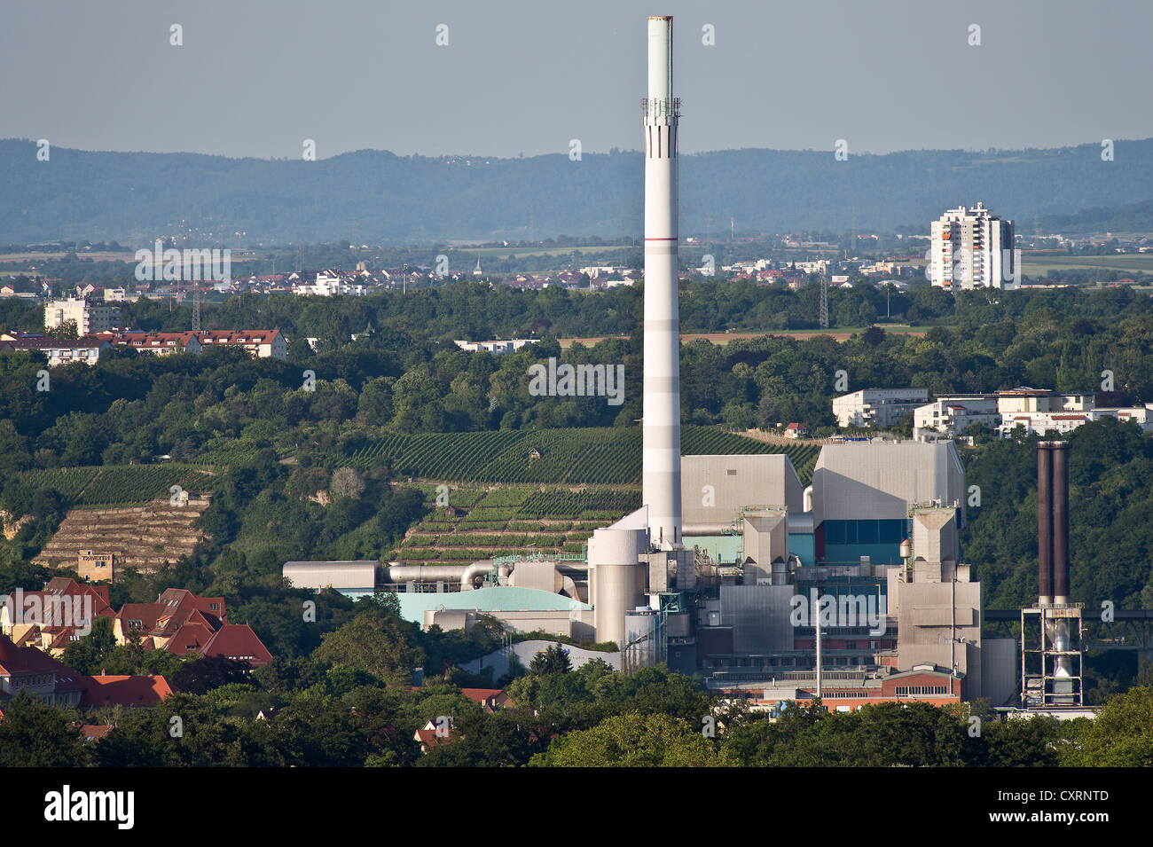 EnBW Kraftwerk und Müllverbrennungsanlage in Stuttgart-Münster, Stuttgart, Baden-Württemberg, Deutschland, Europa Stockfoto