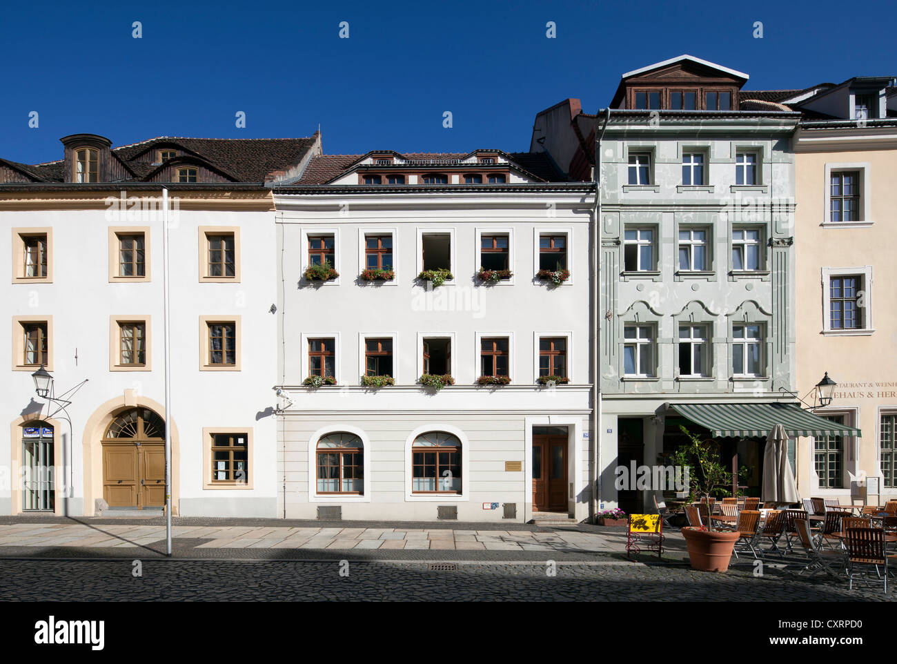 Historische Wohn- und Geschäftshäusern, Untermarkt Quadrat, Görlitz, Oberlausitz, Lusatia, Sachsen, PublicGround Stockfoto