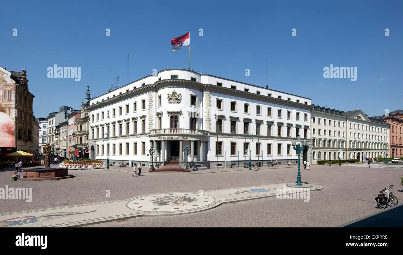 Hessischen Landtags, Gebäude, ehemaligen Stadtschlosses, Schlossplatz Quadrat, Wiesbaden, Hessen, Deutschland, Europa, PublicGround Stockfoto