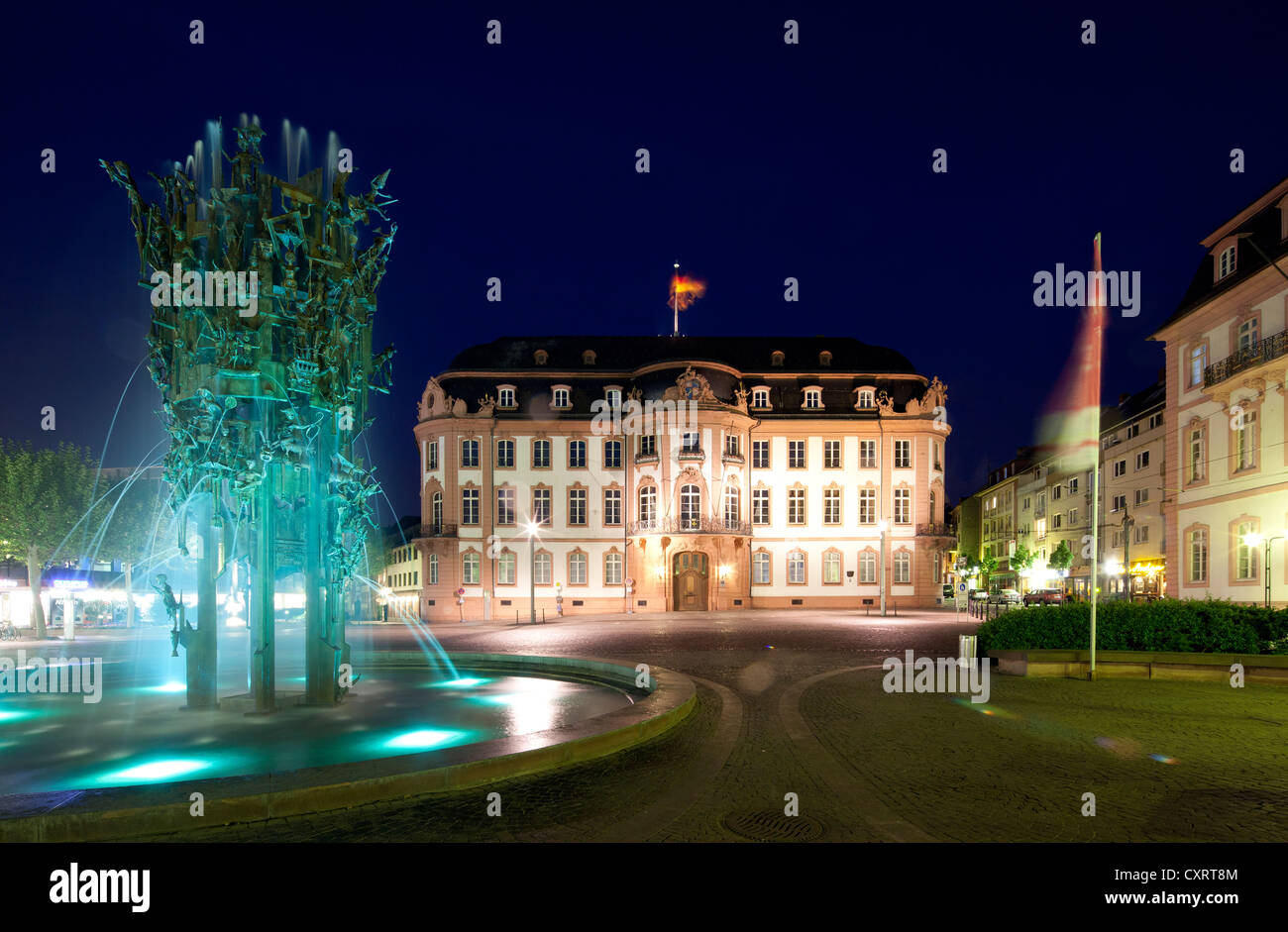 Fastnachtsbrunnen, Karneval-Brunnen, ehemalige wurde Hof, Court von Ostein, Sitz des Kommandanten der Bundeswehr, Mainz Stockfoto