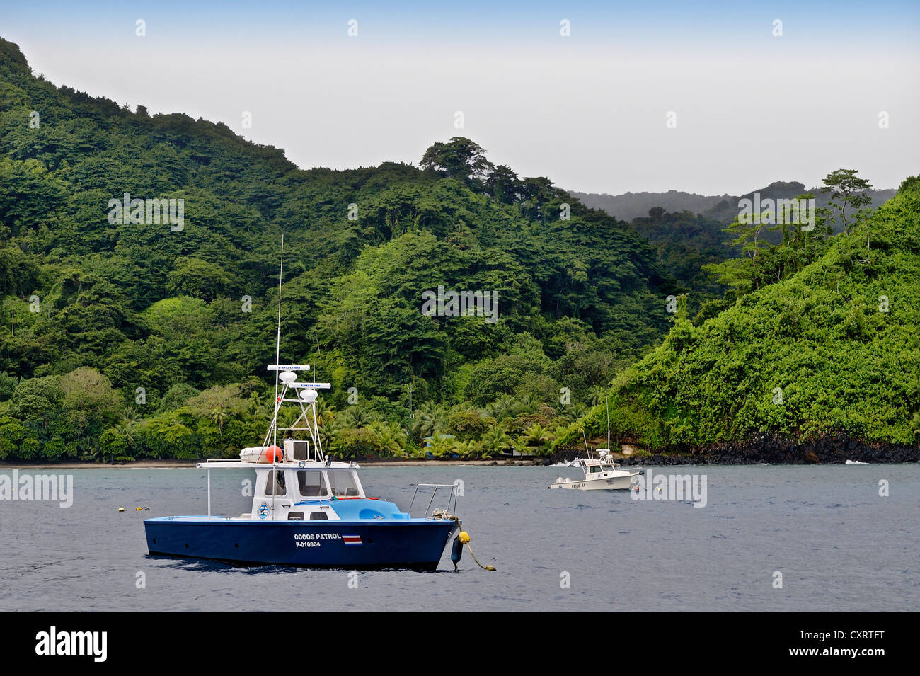 Cocos Patrouille Booten vor Cocos Island, Costa Rica, Mittelamerika Stockfoto