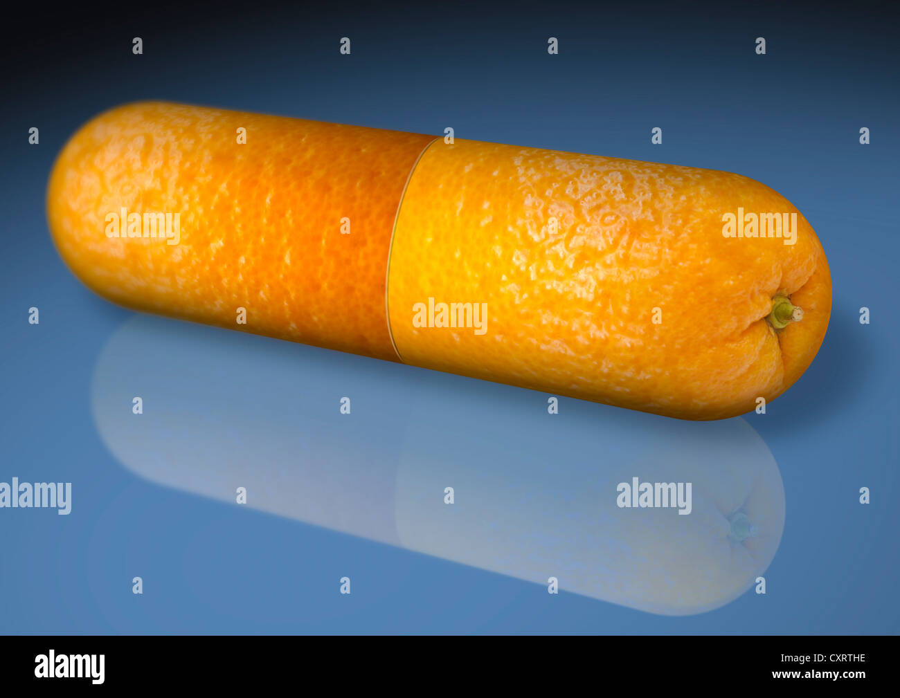 Vitamin C Kapsel texturierte in Orange Peel. Konzept Bild Stockfoto