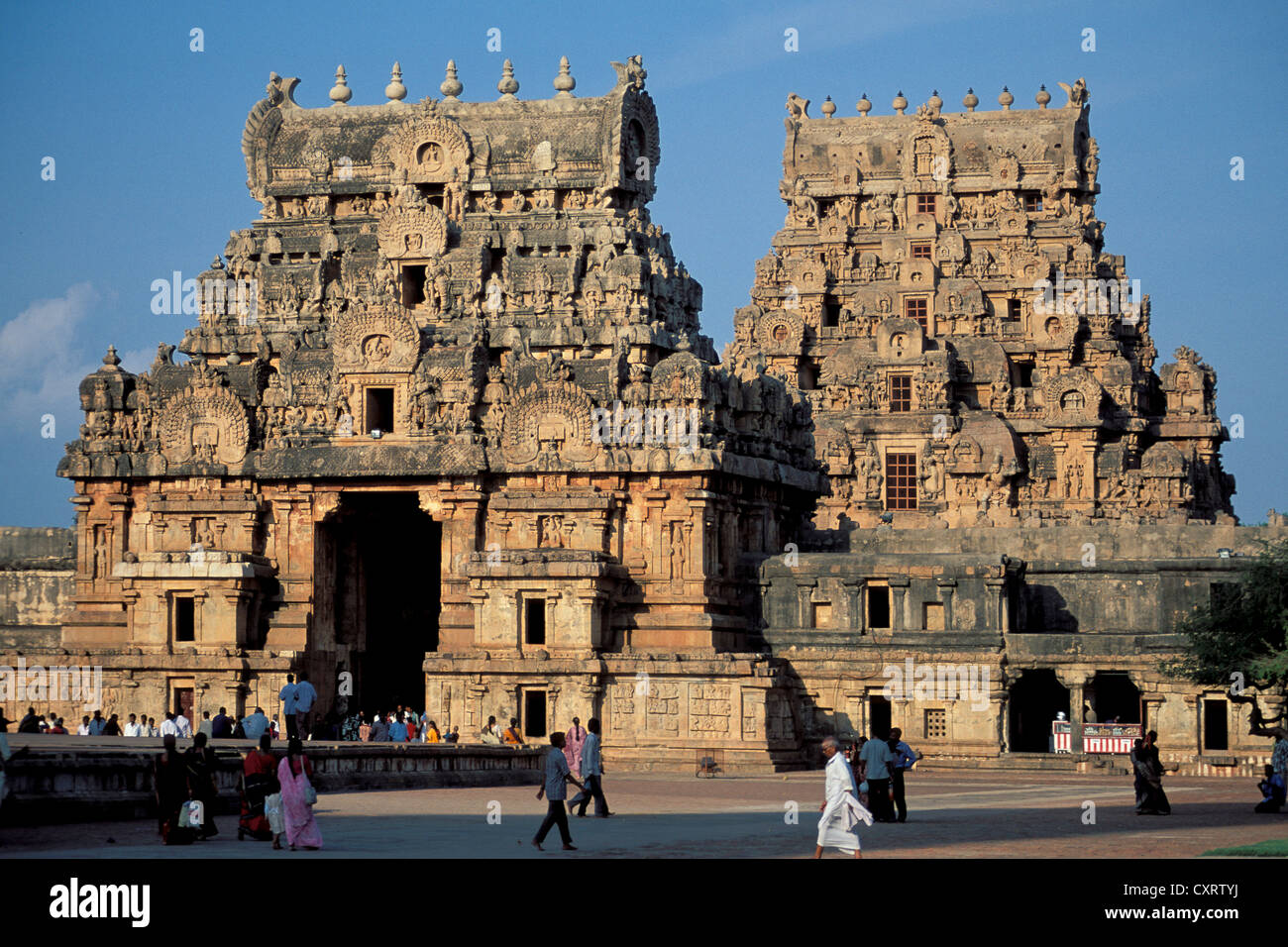 Tempel-Tore oder Gopura, Tanjore oder Thanjavur, Tamil Nadu, Südindien, Asien Stockfoto