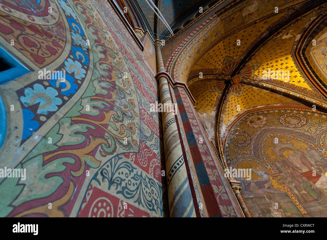 Fresken, Innenansicht der Matthiaskirche, castle Hill, Budapest, Ungarn, Europa Stockfoto