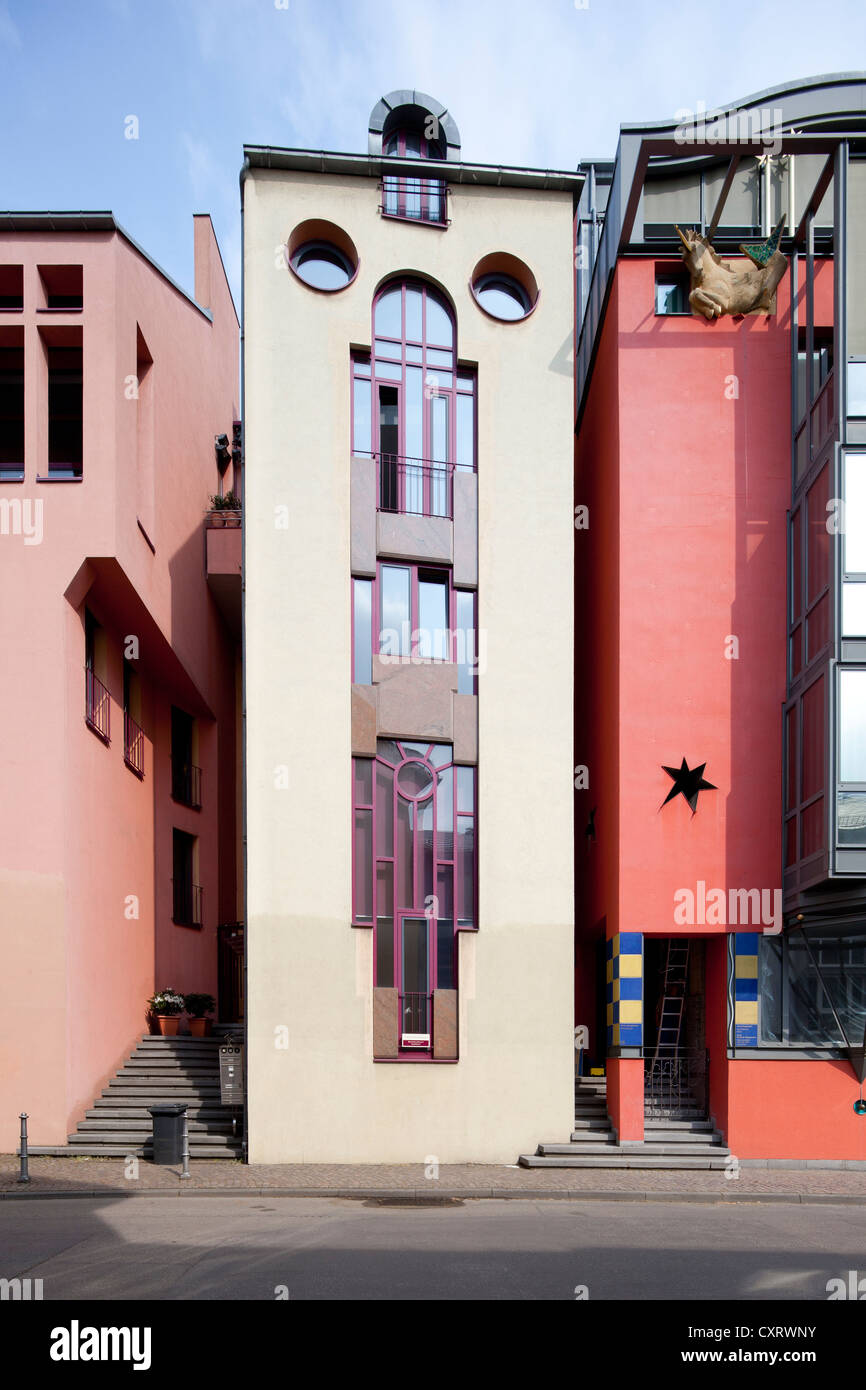 Postmoderne Wohnbauten in Frankfurt Am Main, Hessen, Deutschland, Europa, Saalgasse, PublicGround Stockfoto