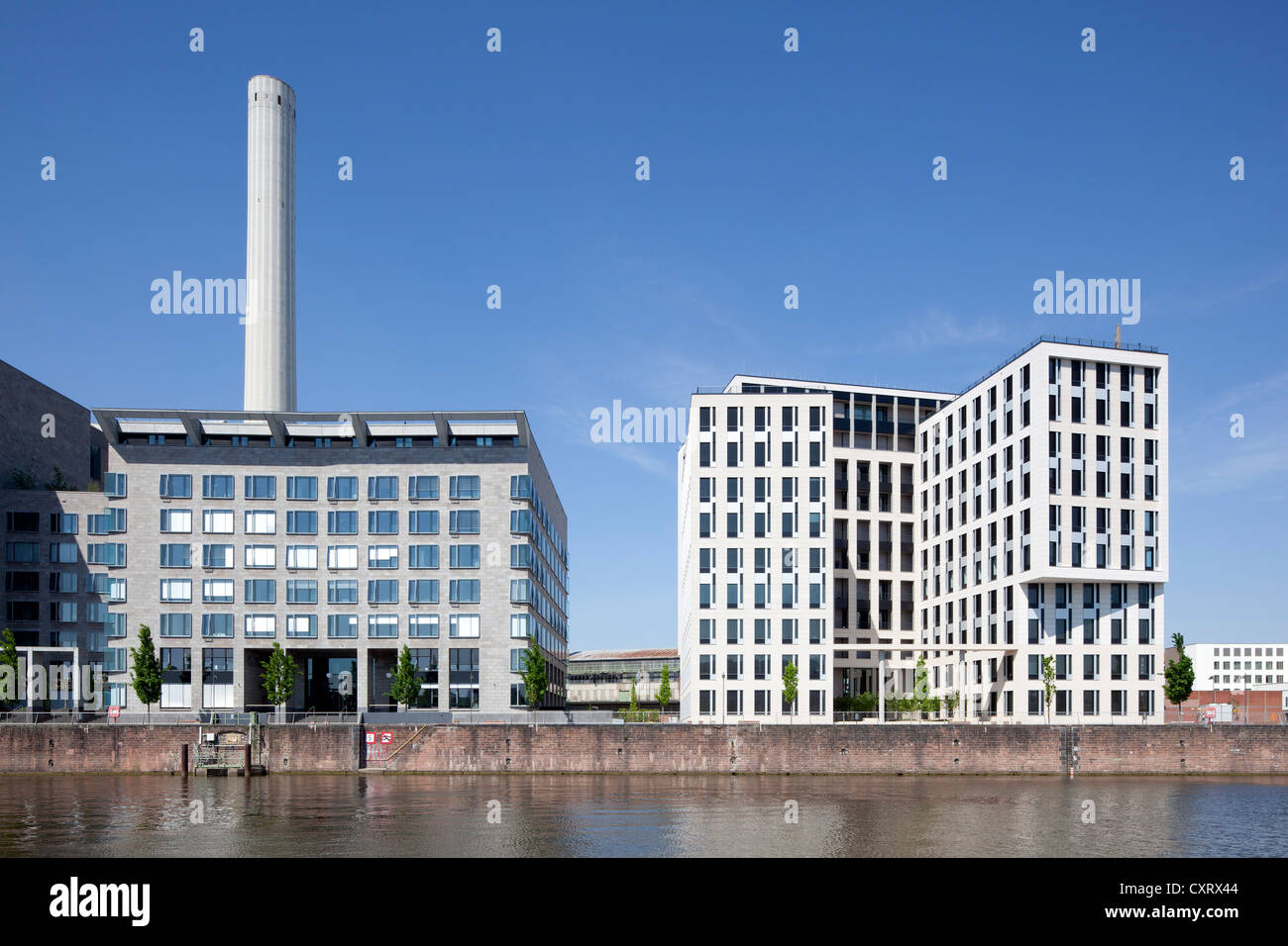 Torhaus und Werfthaus Büro Gebäude, Westhafen, Frankfurt am Main, Hessen, Deutschland, Europa, PublicGround Stockfoto