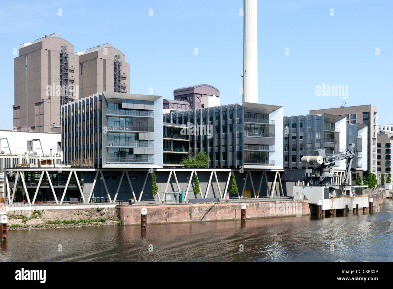Bürogebäude am Westhafen-Pier, Westhafen, Frankfurt Main, Hessen, Deutschland, Europa, PublicGround bin Stockfoto