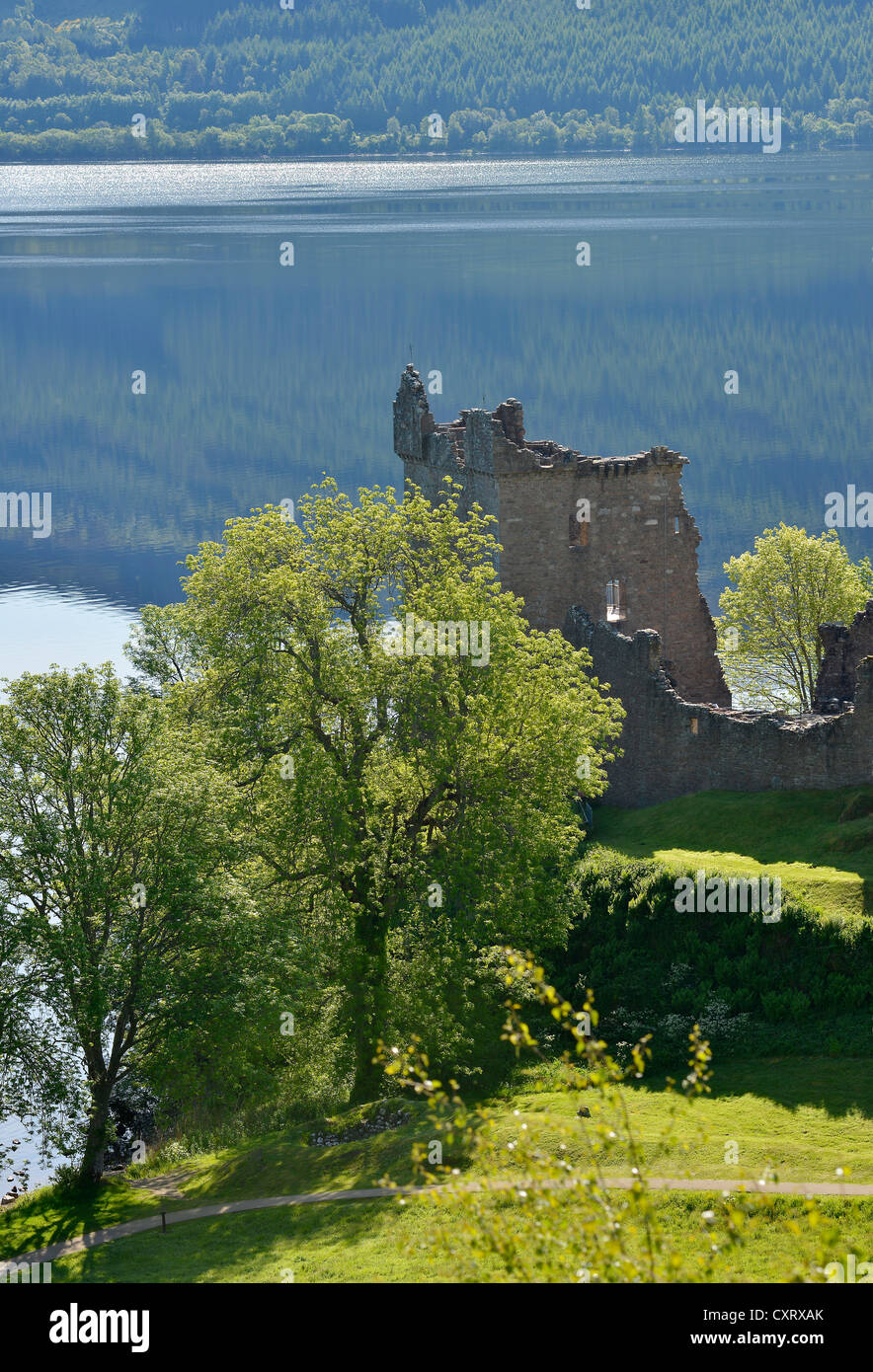 Urquart Burgruine, Burg am Loch Ness, in der Nähe von Inverness, Schottland, Vereinigtes Königreich, Europa Stockfoto