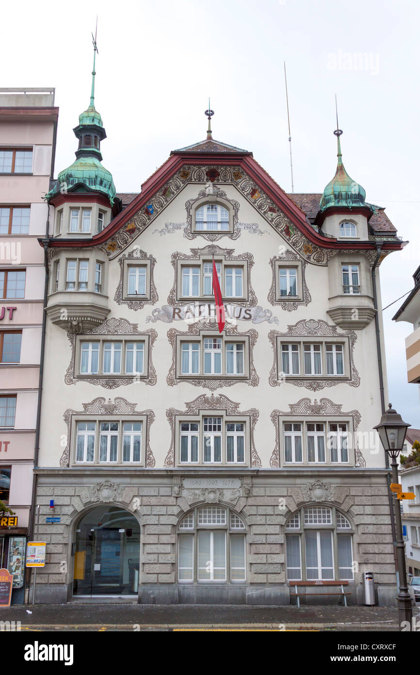 Rathaus, Einsiedeln, Kanton Schwyz, Schweiz, Europa Stockfoto