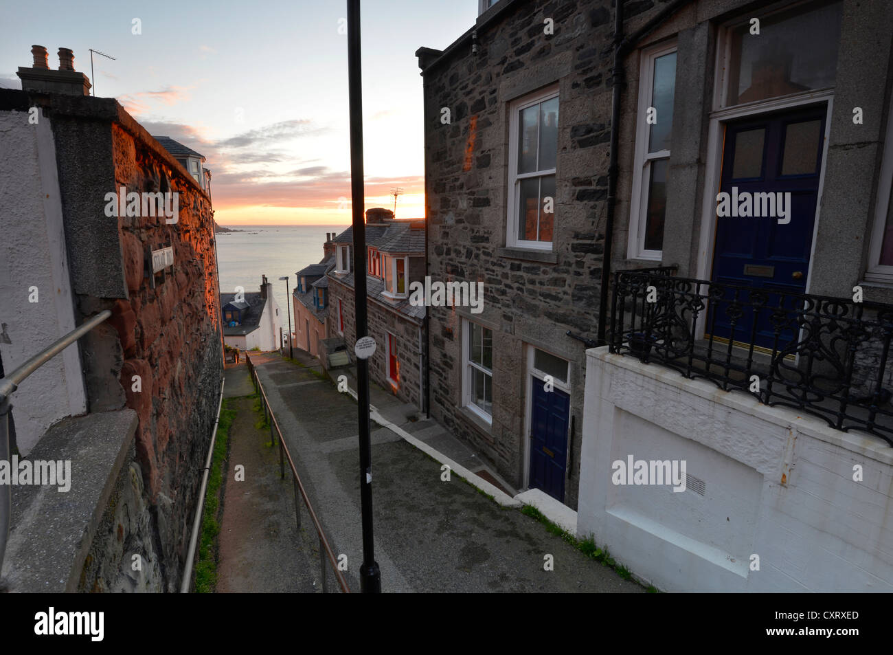 Gasse in Gardenstown, Banffshire, Schottland, Vereinigtes Königreich, Europa Stockfoto