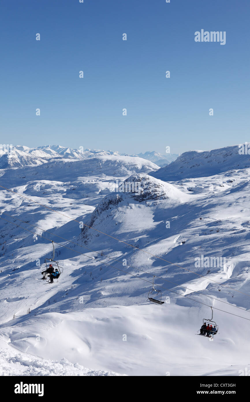 Skigebiet am Krippenstein Mountain, Dachsteingebirge, Salzkammergut, Oberösterreich, Österreich, Europa Stockfoto