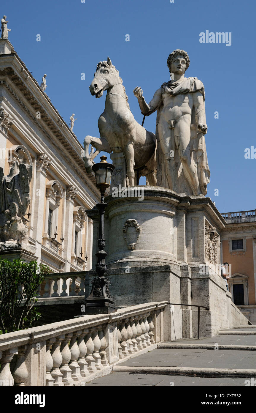 Treppe und Statue von Michelangelo, Kapitol, Rom, Italien, Europa Stockfoto