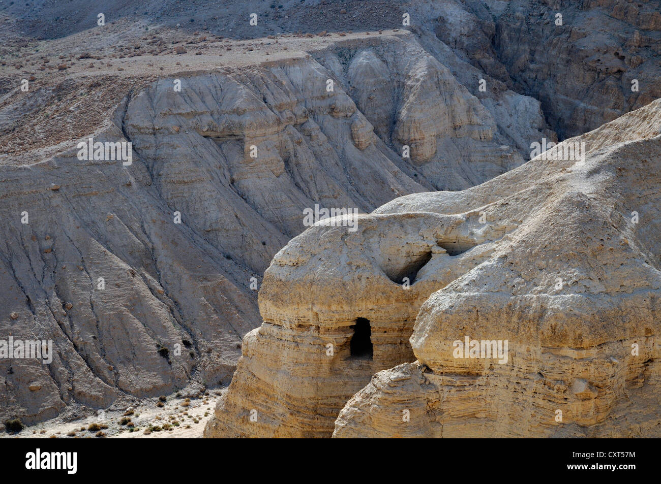 Höhle, Website, wo die Schriftrollen vom Toten Meer entdeckt wurden, Qumran, Totes Meer, Israel, Nahost Stockfoto