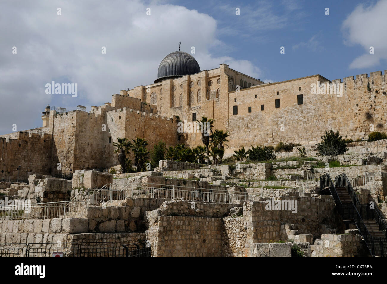 Al-Aqsa-Moschee und die Ruinen der ersten Altstadt, Jerusalem, Israel, Nahost Stockfoto