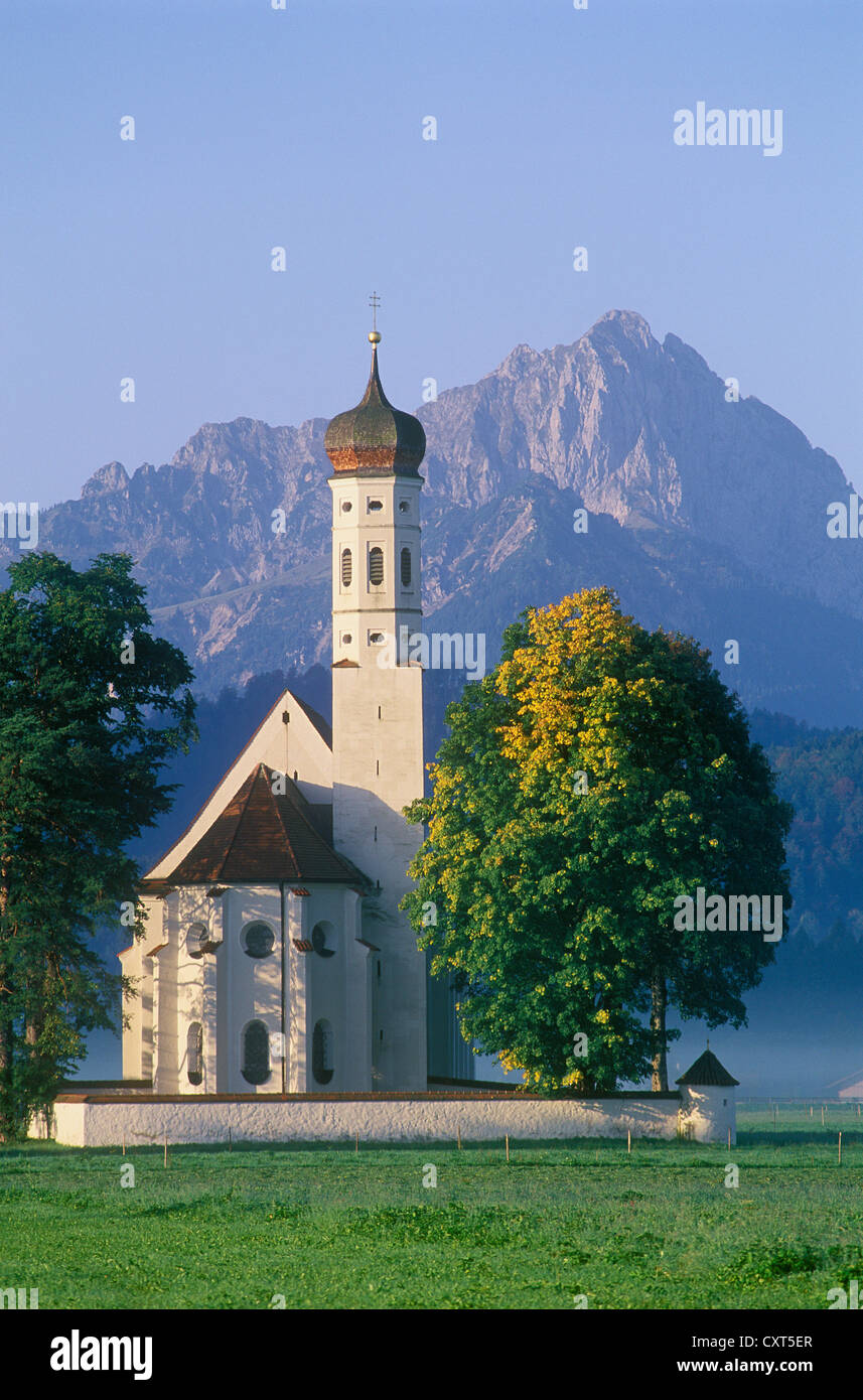 Wallfahrt Kirche von St. Coloman, Schwangau in der Nähe von Füssen, Allgäu, Allgäu, Upper Bavaria, Bayern, Deutschland, Europa Stockfoto