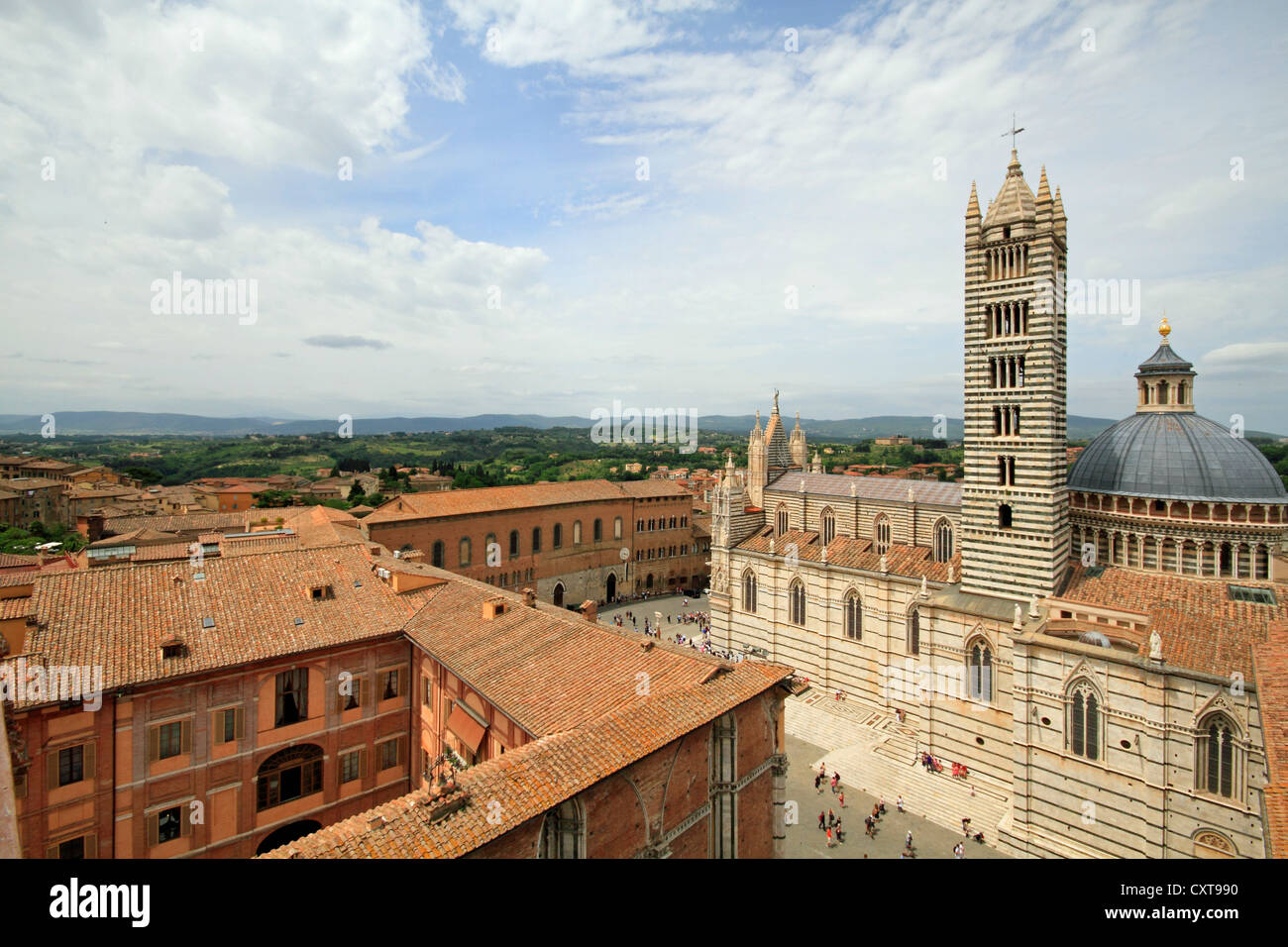 Dom von Siena, Kathedrale Santa Maria Assunta aus der Wand des geplanten Erweiterungsbaus des Doms Stockfoto