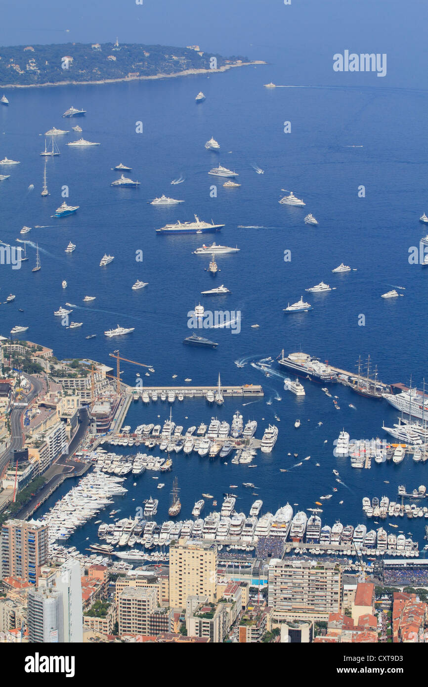 Fürstentum Monaco mit Port Hercule, Cap Martin an der Rückseite, von der Tête du Chien, Côte d ' Azur, Mittelmeer, Europa Stockfoto