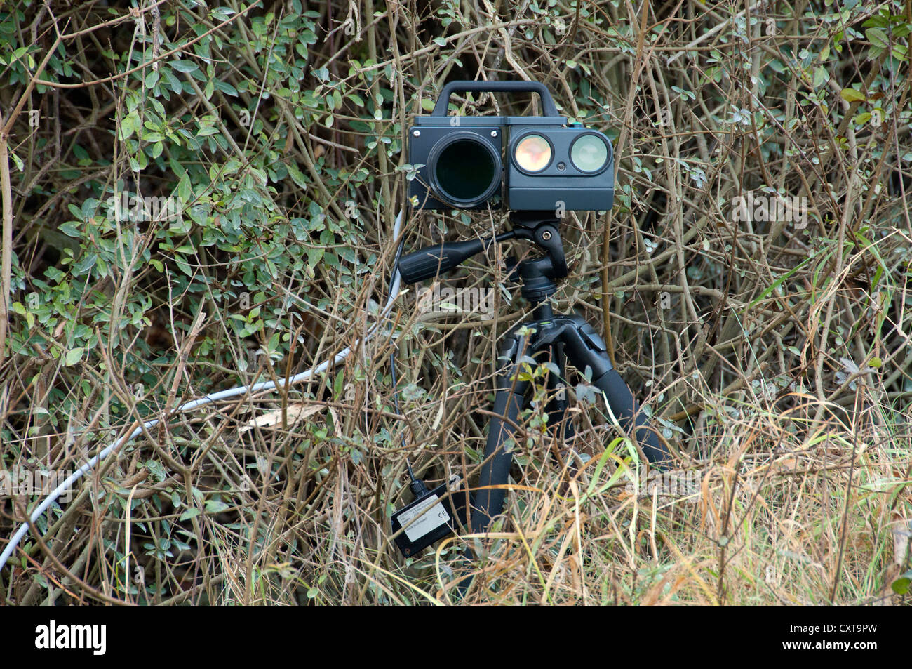 Versteckte Blitzer, Tempolimit Durchsetzung, gesprengte, Bayern, Oberbayern, PublicGround Stockfoto