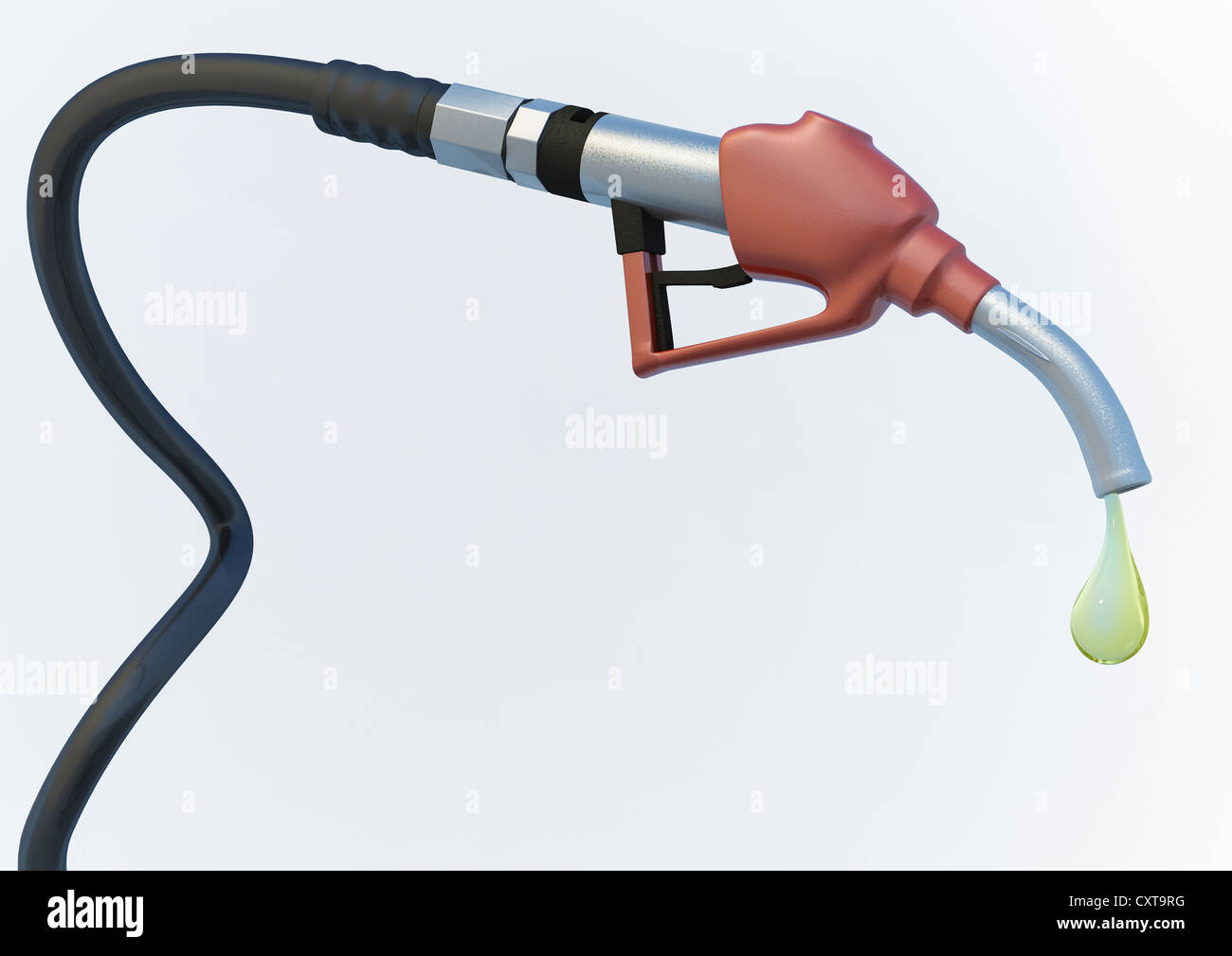 Benzin-Pumpe-Düse mit Tropfen Stockfoto