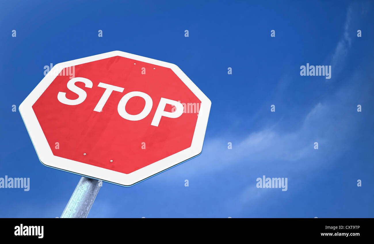 Stop-Schild, Illustration, 3D Visualisierung Stockfoto
