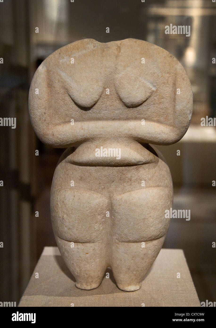 Marmor-weibliche Figur Kykladen Final Neoliyhic 4500 – 4000 v. Chr. Stockfoto