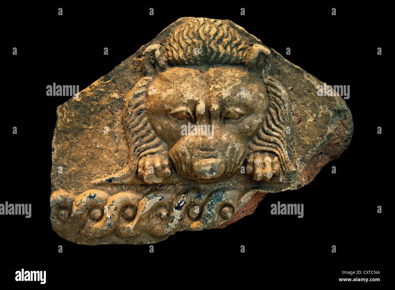 Terrakotta Antefix mit Löwenkopf archaischen späten 6. Jahrhundert v. Chr. Kultur Osten griechisch Griechenland Stockfoto