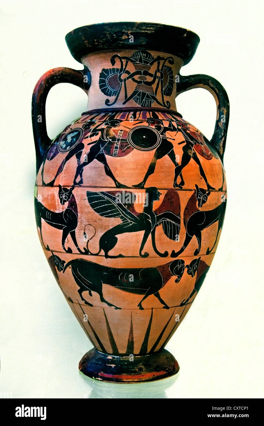 Terracotta Amphore Lagerung jar Amphoren archaischen 560 v. Chr. griechische Attic Stockfoto