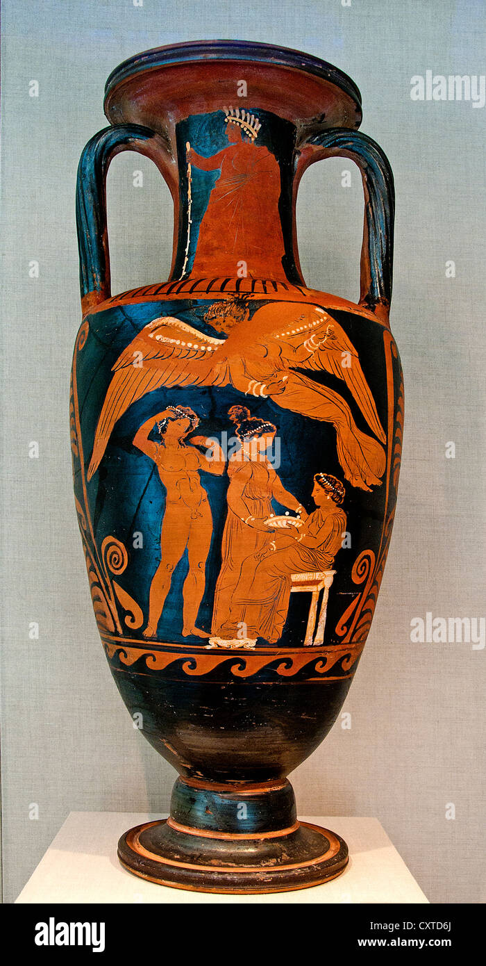 Hippolytos begleitende Phraida Fury Terrakotta Hals Amphore jar Ixion Maler hellenistischen ca. 330 – 310 v. Chr. griechische Süden Italien Stockfoto