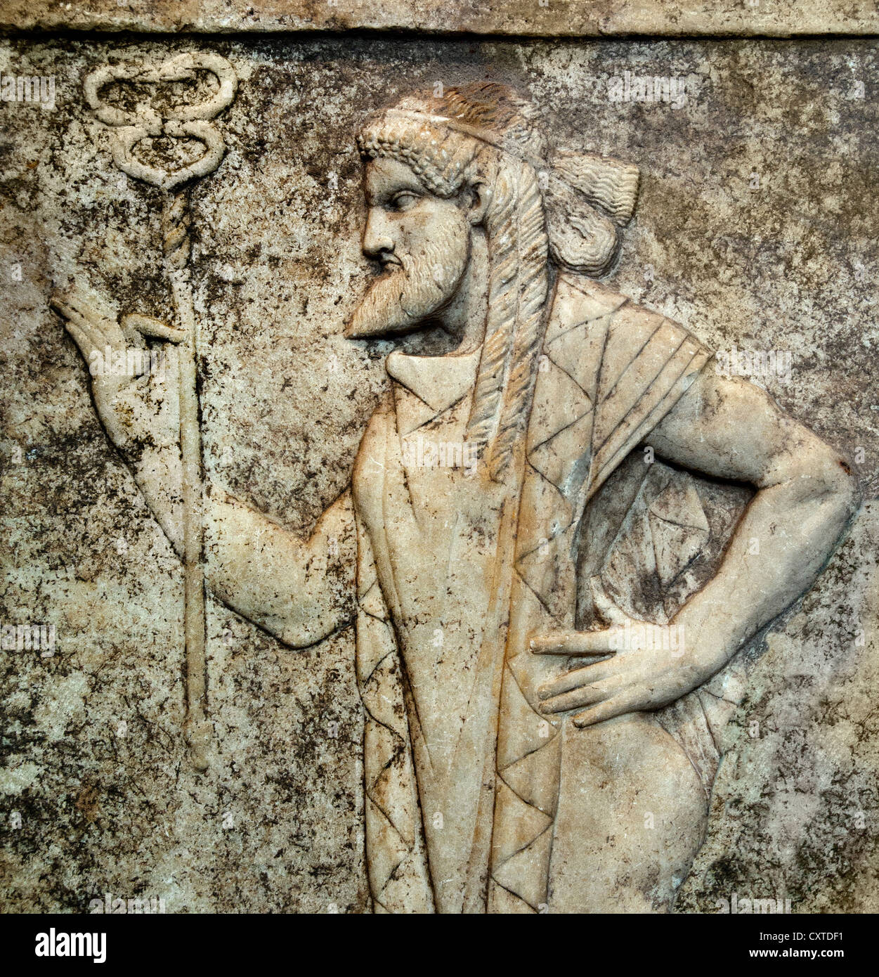 Marmor Relief mit The Messenger griechischen Gott Hermes augusteischen oder Julio-Claudian 27 v. Chr.-68 n. Chr. Roman Marble 67 x 59cm Stockfoto