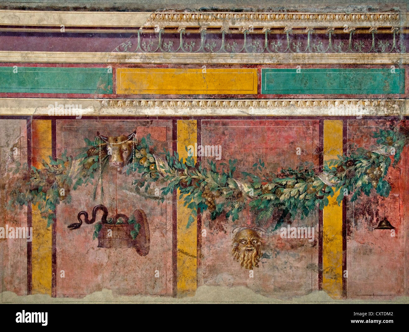 Wandmalerei von der Villa of P. Fannius Synistor 50 – 40 B.C. Roman Fresco Stockfoto