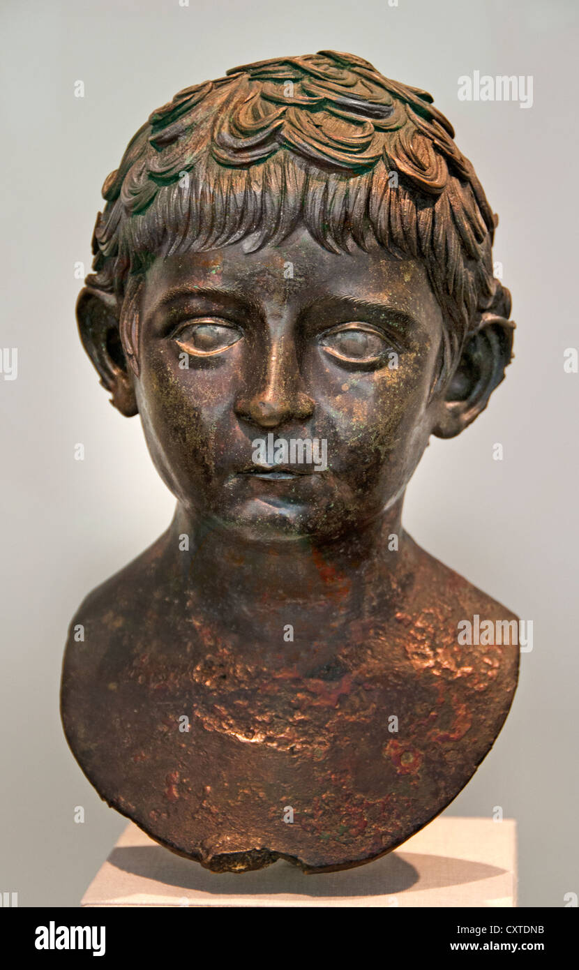 Bronze Büste eines jungen römischen Julio-Claudian 50-68 n. Chr. Italien Italienisch Stockfoto