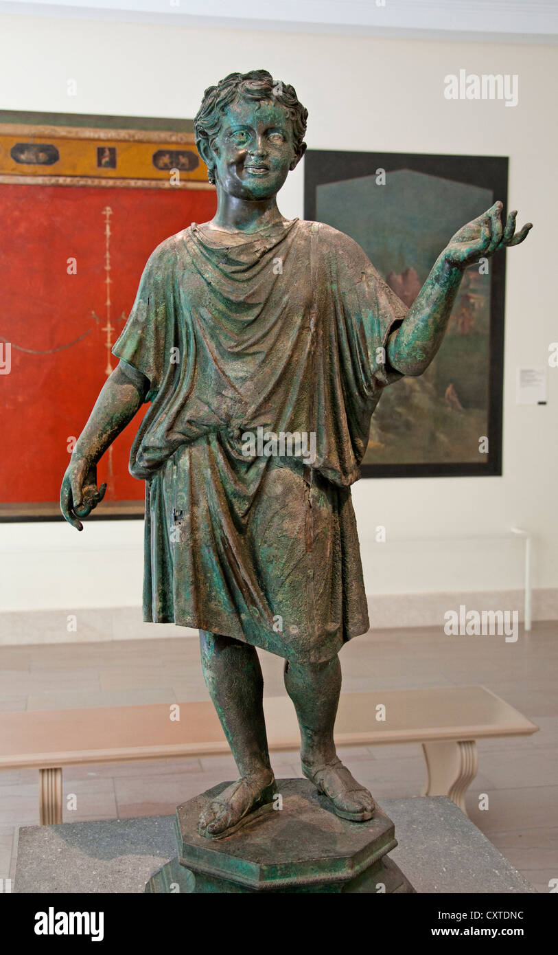 Bronze-Statue von einem Camillus Akolyth Roman Julio Claudian 14-54 n. Chr. Italien Italienisch Stockfoto
