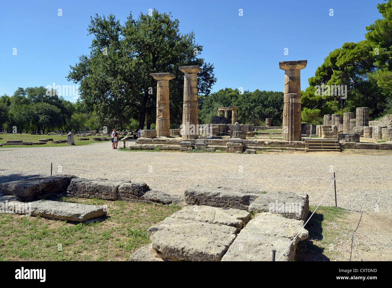 Hera Altar und Tempel der Hera, das antike Olympia, Elis, Westgriechenland Region, Griechenland Stockfoto