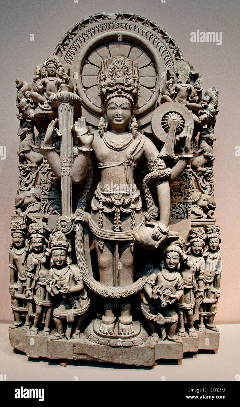 Vishnu 10. – 11. Jahrhundert Indien Punjab Sandstein 25,4 cm Hindu Stockfoto