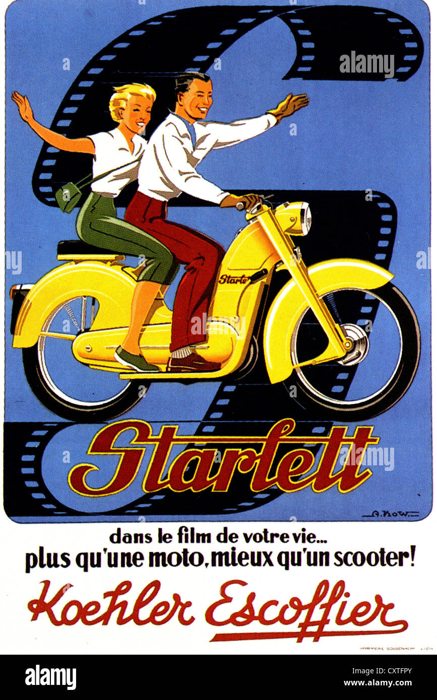 STARLETT Anzeige für französische Unternehmen Koehler Escoffier Motorrad ca. 1955 Stockfoto