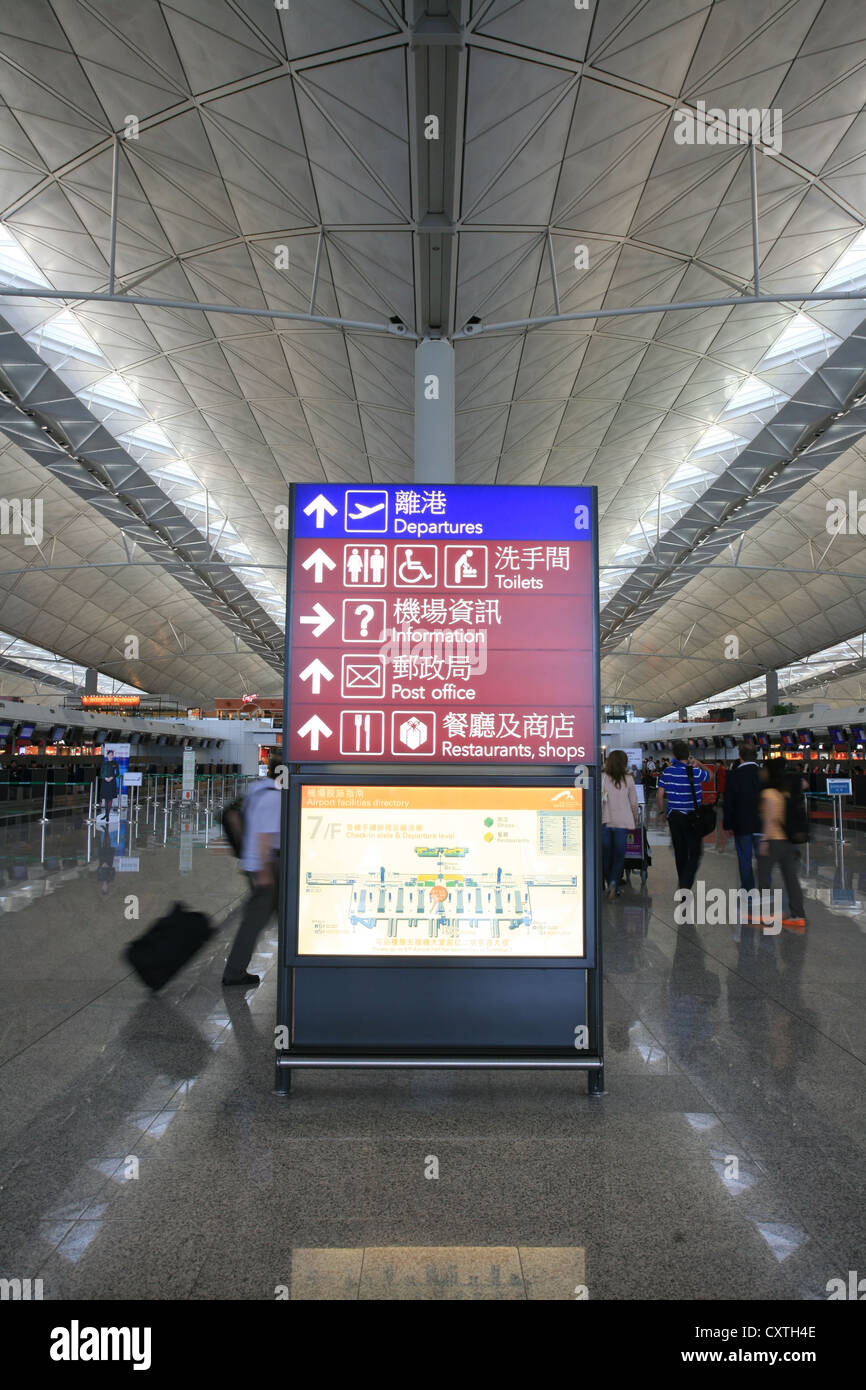 Flughafen Zeichen zeigen Richtungen Stockfoto