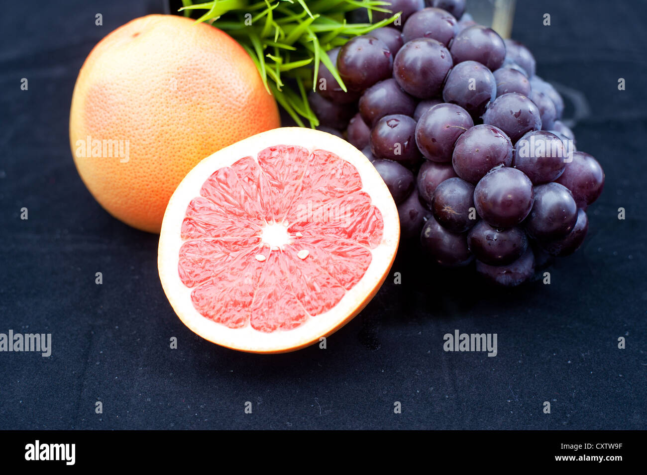 Obst, Trauben, Zitrusfrüchte Stockfoto
