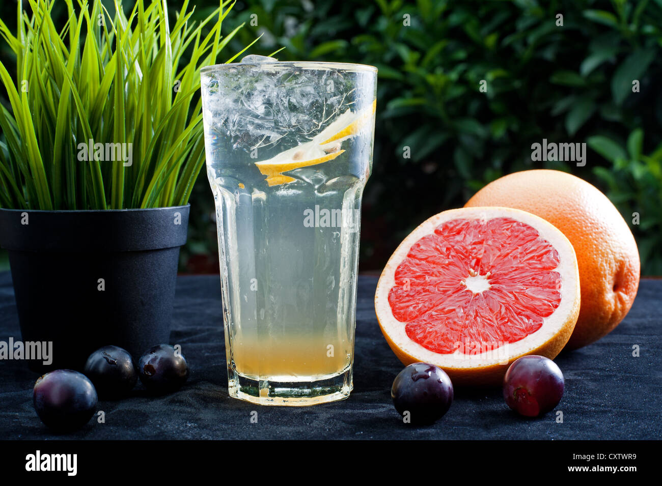 Dessert Getränke, Tee, Obst Stockfoto