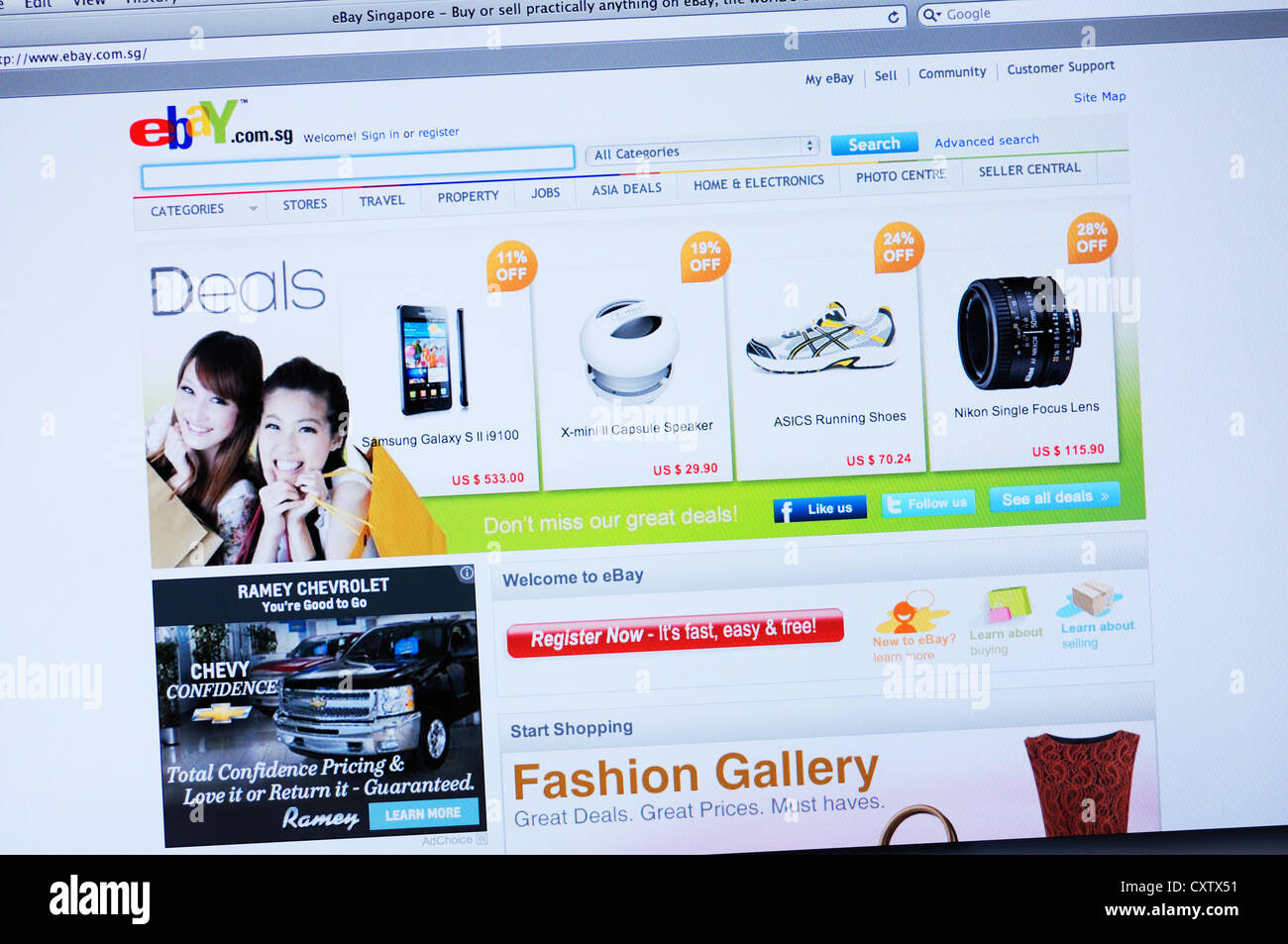 EBay-Auktion-Singapur-Website - Online-shopping Stockfoto