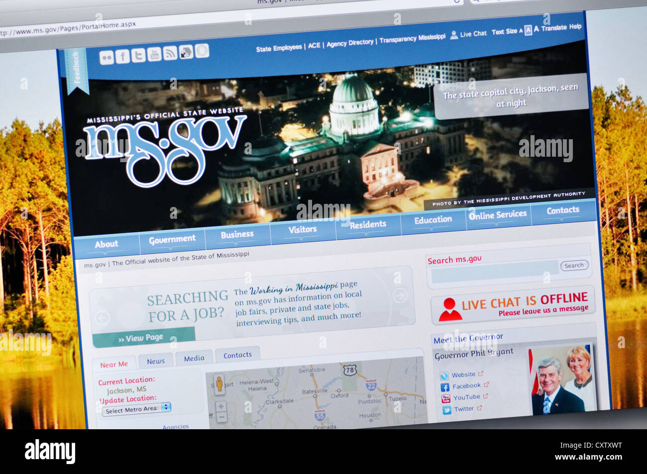 Mississippi Zustand-Regierung Web Site Stockfoto