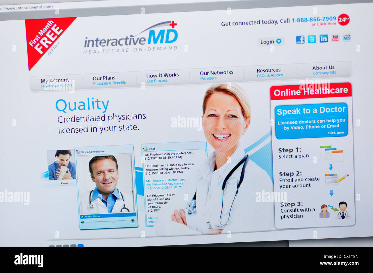 InteractiveMD Webseite - Online-medizinische Beratung Stockfoto