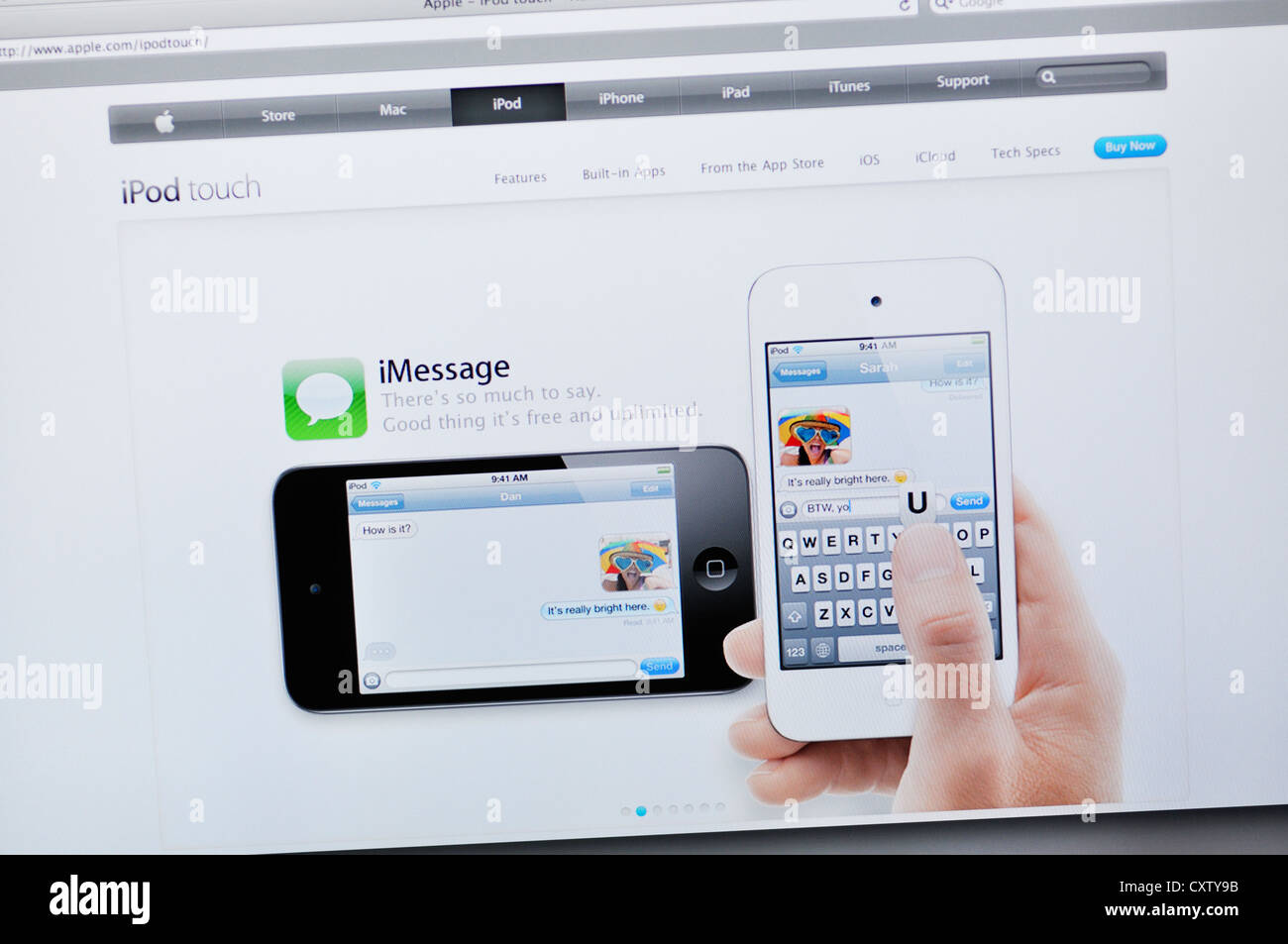Apple Store-Website - iPod Touch Stockfoto