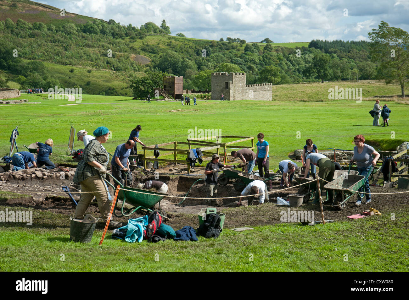 Leben Sie laufenden Erdarbeiten an der Roman Fort-Site bei Vindolanda, Bardon Mill. Northumberland.  SCO 8639 Stockfoto