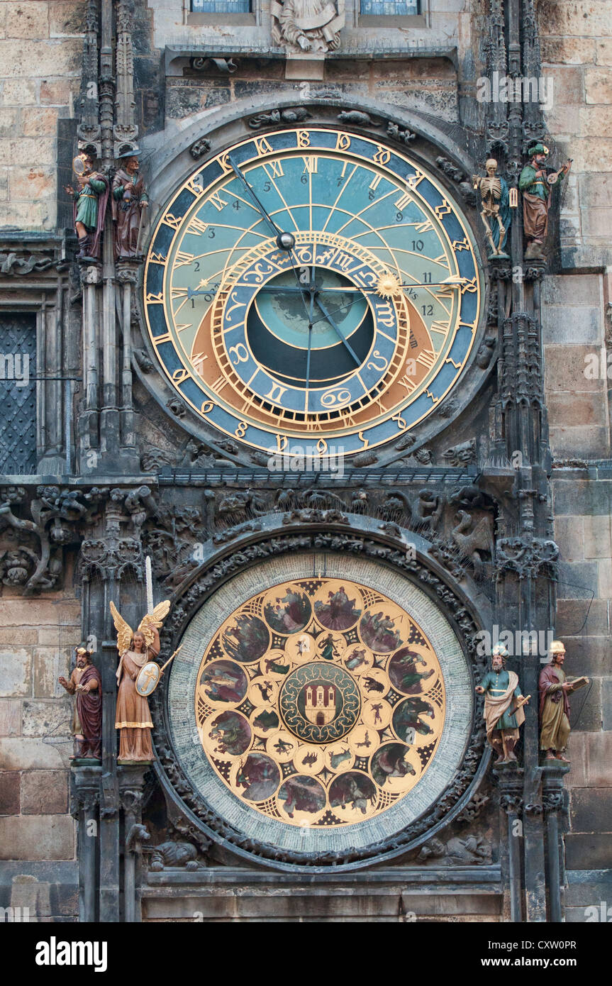 Die astronomische Uhr auf dem Altstädter Ring, Prag, Tschechische Republik Stockfoto