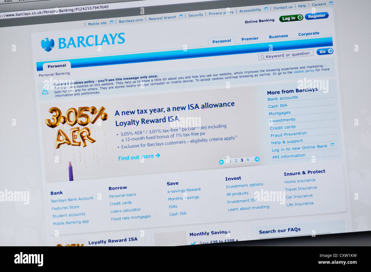 Barclays Website Online Banking Stockfotografie Alamy