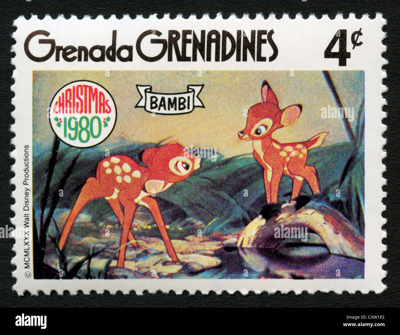 Grenada-Briefmarke - Disney-Comic-Figuren - Bambi Stockfoto